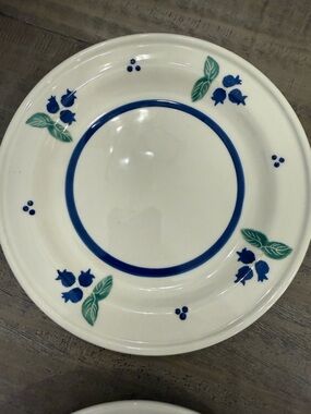 HARTSTONE POTTERY SALAD DESSERT STONEWARE PLATE Vintage Blueberries Set Of 4